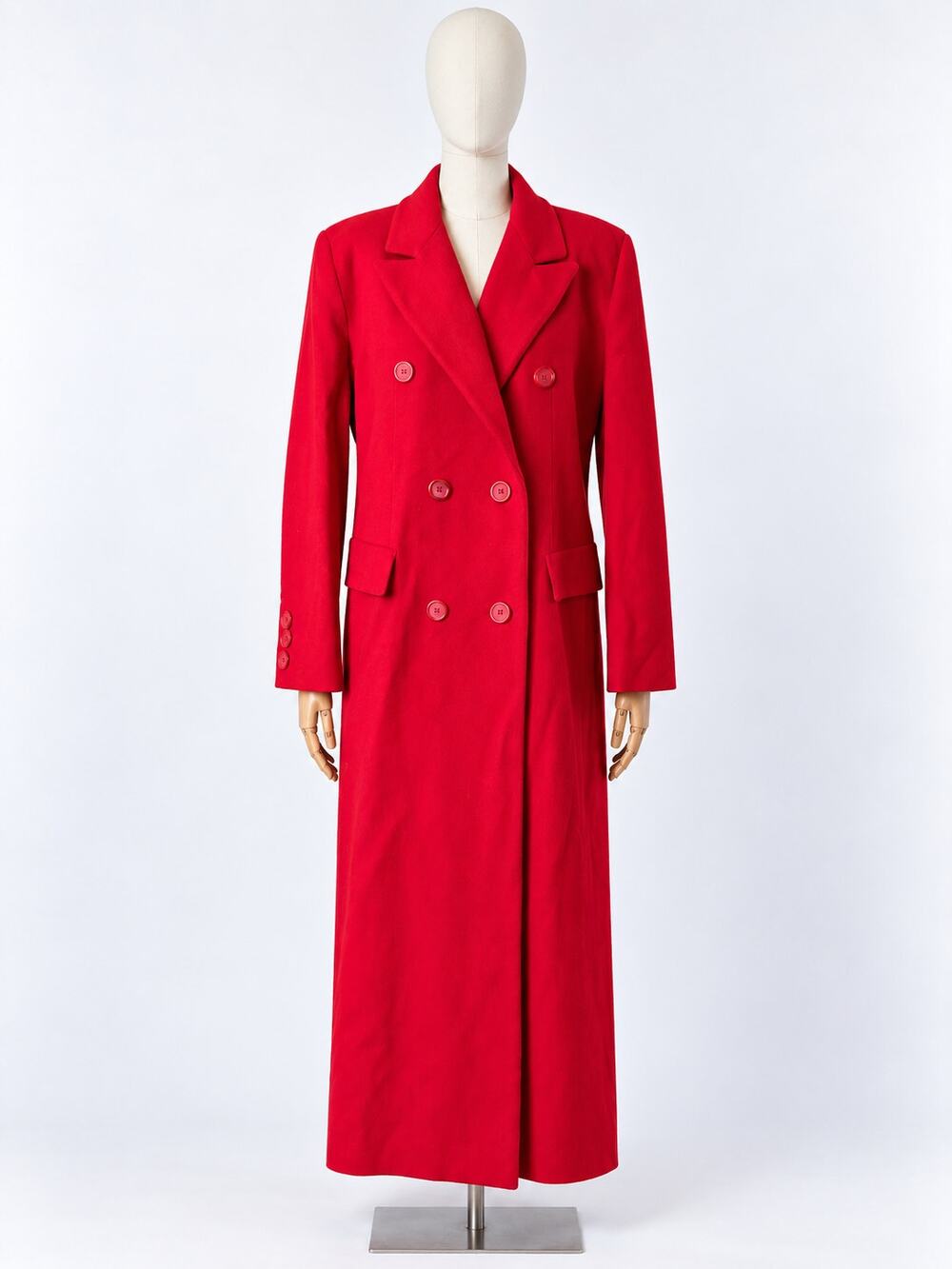 Preston & York Womens Red 100% Wool Double Breasted Long Coat Size 12